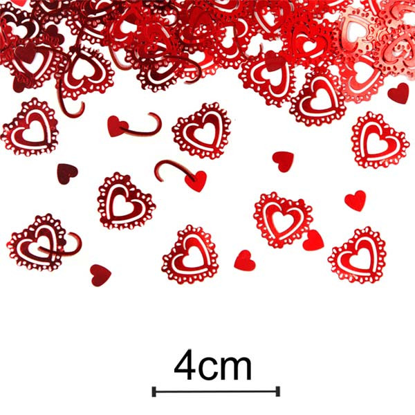Ausgeschnittene Konfetti Herzchen - metalic rot (15 g/Pkg)