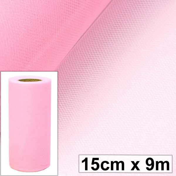 Hochzeitstüll, Breite 15 cm - rosa( 9 m / Rolle)