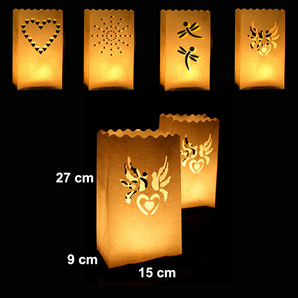 Dekorative Windlichter - Lichttütten aus Papier 15x27x9 cm 