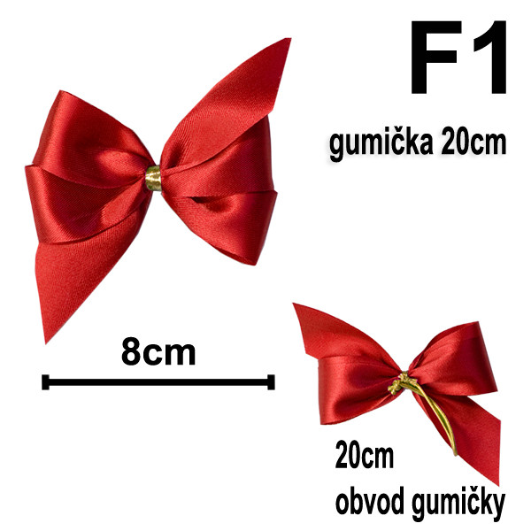 Mašlička s gumičkou 20 cm - typ F1 - červená (10 ks/bal)