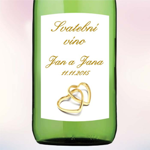 Svatební víno - Zlatá srdce (1 ks)