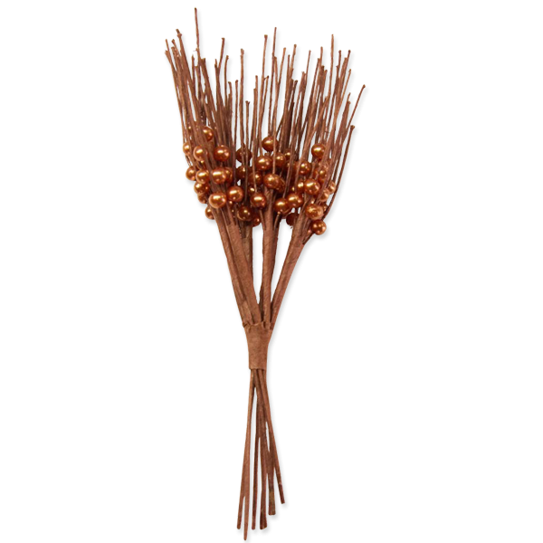 Přízdoba - větvička s perličkou 12cm - čokoládová (2ks/bal)