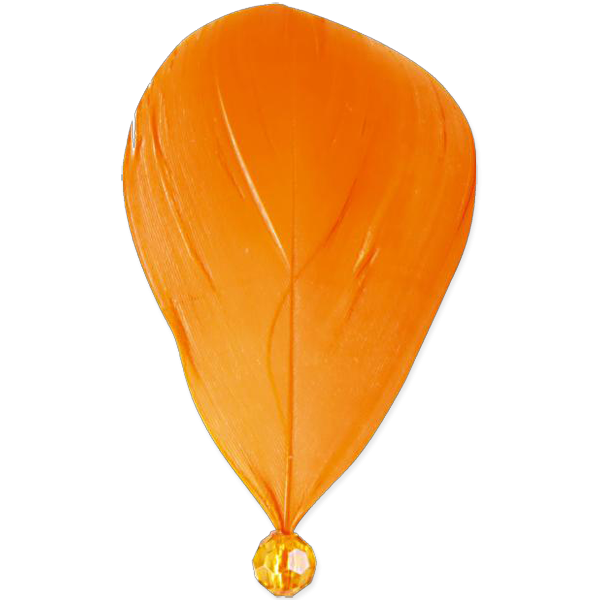 Ozdobné peříčko s korálkem 4x8 cm - oranžová (6ks/bal)