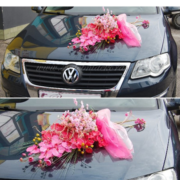 Auto-Deko zur Vermietung - rosa Blumen (1 Stk)
