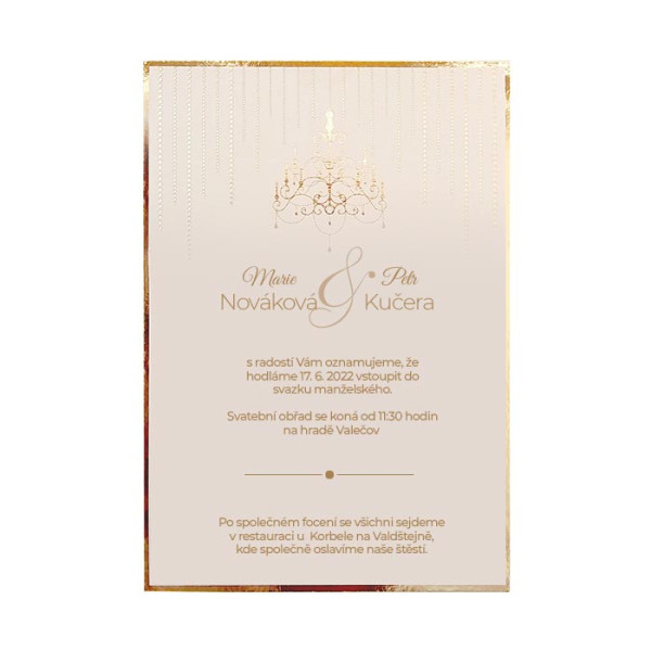 Hochzeitskarten - Gold chandelier (1 ks)