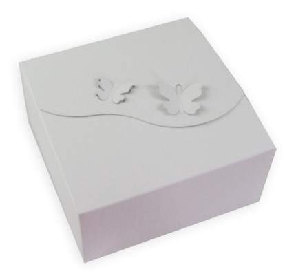 Krabička na výslužku DVA MOTÝLCI,20 x 20 x 10 cm - bílá/šedá ( 10 ks/bal )