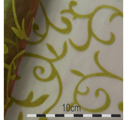 Organzaband mit Muster LADA 40 cm - olivengrün ( 9 m / Rolle )