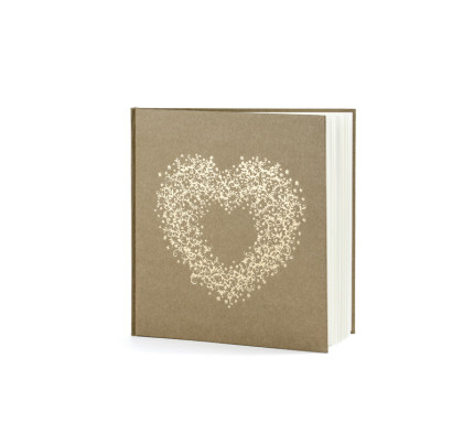 Svatební kniha 21 x 19,7 cm - kraft / zlaté srdce ( 1 ks )