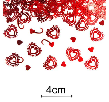 Ausgeschnittene Konfetti Herzchen - metalic rot (15 g/Pkg)