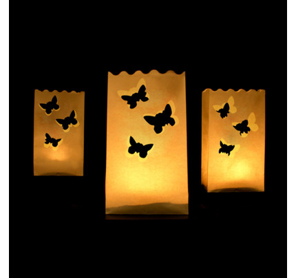 Dekorative Windlichter - Lichttütten aus Papier 15x27x9cm - Libellen (10 St./ Verp.)