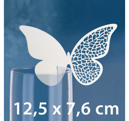 Platzkärtchen Schmetterling  1 - 12,5 x 7,6 cm - weiß ( 10 St. / Verp.)