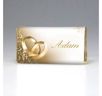 Namenschilder - Hochzeit - Schokolade  GOLDENE RINGE (1 St.)