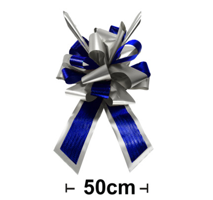 Riesenschleife Ø 50 cm - blau/silber (1St.)