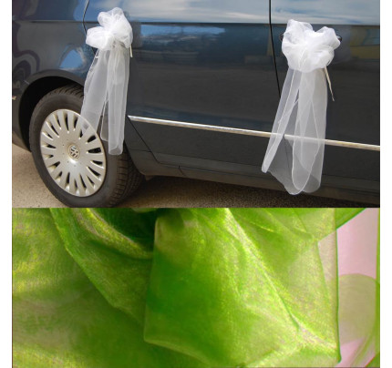 Autoschmuck für die Türgriffe - Organzaschleifen – grün (1 St.)