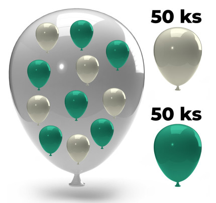 Explodierender Superballon Ø 1 Meter (99 kleine Luftballons im Inneren) - fertig montiert